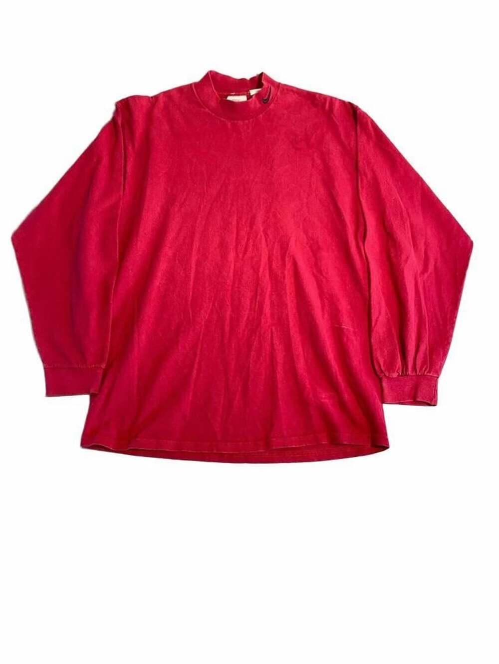 Nike Long Sleeve Mock Neck T-Shirt Size L Red Vintage 90s Made In USA